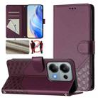 For Xiaomi Poco M6 Pro 4G Honeycomb Embossing RFID Leather Phone Case(Violet) - 1