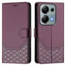 For Xiaomi Poco M6 Pro 4G Honeycomb Embossing RFID Leather Phone Case(Violet) - 2