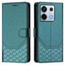 For Xiaomi Poco X6 5G Honeycomb Embossing RFID Leather Phone Case(Peacock Green) - 2