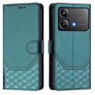 For Xiaomi Poco X6 Neo 5G Honeycomb Embossing RFID Leather Phone Case(Peacock Green) - 2