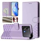 For Xiaomi Poco X6 Neo 5G Honeycomb Embossing RFID Leather Phone Case(Light Purple) - 1