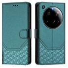 For Xiaomi 15 Ultra Honeycomb Embossing RFID Leather Phone Case(Peacock Green) - 2