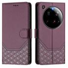 For Xiaomi 15 Ultra Honeycomb Embossing RFID Leather Phone Case(Violet) - 2