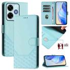 For Xiaomi Poco M6 Plus / Redmi 13x 4G Honeycomb Embossing RFID Leather Phone Case(Mint Green) - 1