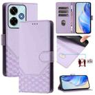 For Xiaomi Poco M6 Plus / Redmi 13x 4G Honeycomb Embossing RFID Leather Phone Case(Light Purple) - 1