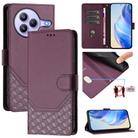 For Xiaomi Civi 5 Pro 5G Honeycomb Embossing RFID Leather Phone Case(Violet) - 1