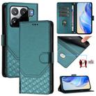 For Xiaomi 15S Pro 5G Honeycomb Embossing RFID Leather Phone Case(Peacock Green) - 1