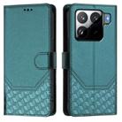 For Xiaomi 15S Pro 5G Honeycomb Embossing RFID Leather Phone Case(Peacock Green) - 2