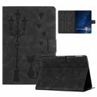 For Lenovo Tab M10 3rd Gen / TB-328F Embossed Couple Cat Smart Tablet Leather Case(Black) - 1