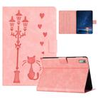 For Lenovo Tab P11 Gen 2 / TB-350 Embossed Couple Cat Smart Tablet Leather Case(Pink) - 1