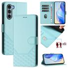 For Motorola Edge S30 / Moto G200 5G Honeycomb Embossing RFID Leather Phone Case(Mint Green) - 1