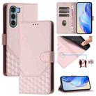 For Motorola Edge S30 / Moto G200 5G Honeycomb Embossing RFID Leather Phone Case(Pink) - 1