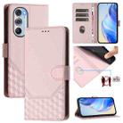 For Motorola Edge X30 / Edge 30 Pro Honeycomb Embossing RFID Leather Phone Case(Pink) - 1