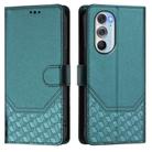 For Motorola Edge X30 / Edge 30 Pro Honeycomb Embossing RFID Leather Phone Case(Peacock Green) - 2