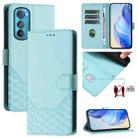 For Motorola Edge 30 Honeycomb Embossing RFID Leather Phone Case(Mint Green) - 1