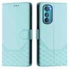 For Motorola Edge 30 Honeycomb Embossing RFID Leather Phone Case(Mint Green) - 2