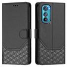 For Motorola Edge 30 Honeycomb Embossing RFID Leather Phone Case(Black) - 2