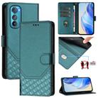 For Motorola Edge 30 Honeycomb Embossing RFID Leather Phone Case(Peacock Green) - 1