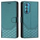 For Motorola Edge 30 Honeycomb Embossing RFID Leather Phone Case(Peacock Green) - 2