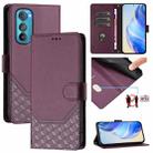 For Motorola Edge 30 Honeycomb Embossing RFID Leather Phone Case(Violet) - 1