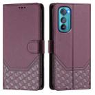 For Motorola Edge 30 Honeycomb Embossing RFID Leather Phone Case(Violet) - 2