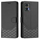 For Motorola Edge 30 Neo Honeycomb Embossing RFID Leather Phone Case(Black) - 2