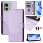 For Motorola Edge 2023 NA / 40 Oversea Honeycomb Embossing RFID Leather Phone Case(Light Purple) - 1