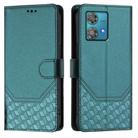 For Motorola Edge 40 Neo 5G Honeycomb Embossing RFID Leather Phone Case(Peacock Green) - 2