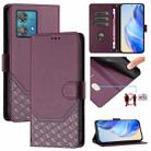 For Motorola Edge 40 Neo 5G Honeycomb Embossing RFID Leather Phone Case(Violet) - 1