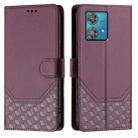 For Motorola Edge 40 Neo 5G Honeycomb Embossing RFID Leather Phone Case(Violet) - 2