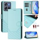 For Motorola Edge 50 Neo Honeycomb Embossing RFID Leather Phone Case(Mint Green) - 1