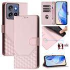 For Motorola Edge 50 Neo Honeycomb Embossing RFID Leather Phone Case(Pink) - 1