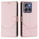 For Motorola Edge 50 Neo Honeycomb Embossing RFID Leather Phone Case(Pink) - 2