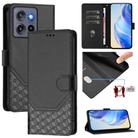 For Motorola Edge 50 Neo Honeycomb Embossing RFID Leather Phone Case(Black) - 1