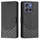 For Motorola Edge 50 Neo Honeycomb Embossing RFID Leather Phone Case(Black) - 2