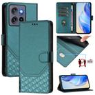 For Motorola Edge 50 Neo Honeycomb Embossing RFID Leather Phone Case(Peacock Green) - 1