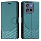 For Motorola Edge 50 Neo Honeycomb Embossing RFID Leather Phone Case(Peacock Green) - 2