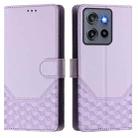 For Motorola Edge 50 Neo Honeycomb Embossing RFID Leather Phone Case(Light Purple) - 2