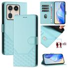 For Motorola Edge 50 5G Global Honeycomb Embossing RFID Leather Phone Case(Mint Green) - 1