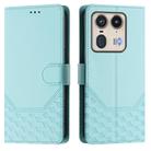 For Motorola Edge 50 5G Global Honeycomb Embossing RFID Leather Phone Case(Mint Green) - 2