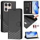 For Motorola Edge 50 5G Global Honeycomb Embossing RFID Leather Phone Case(Black) - 1