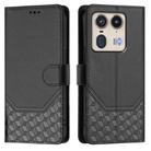 For Motorola Edge 50 5G Global Honeycomb Embossing RFID Leather Phone Case(Black) - 2