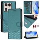 For Motorola Edge 50 5G Global Honeycomb Embossing RFID Leather Phone Case(Peacock Green) - 1