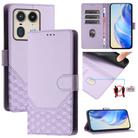 For Motorola Edge 50 5G Global Honeycomb Embossing RFID Leather Phone Case(Light Purple) - 1