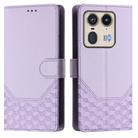 For Motorola Edge 50 5G Global Honeycomb Embossing RFID Leather Phone Case(Light Purple) - 2