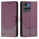 For Motorola Edge 50 5G Global Honeycomb Embossing RFID Leather Phone Case(Violet) - 2