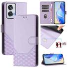 For Motorola Edge 50 Fusion Honeycomb Embossing RFID Leather Phone Case(Light Purple) - 1