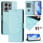 For Motorola Edge 50 Pro Honeycomb Embossing RFID Leather Phone Case(Mint Green) - 1