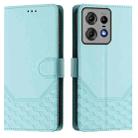 For Motorola Edge 50 Pro Honeycomb Embossing RFID Leather Phone Case(Mint Green) - 2