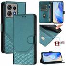 For Motorola Edge 50 Pro Honeycomb Embossing RFID Leather Phone Case(Peacock Green) - 1